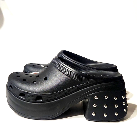 NEW! Crocs Siren Studded Platform Clog Slip-On Black Shoes - Picture 4 of 16